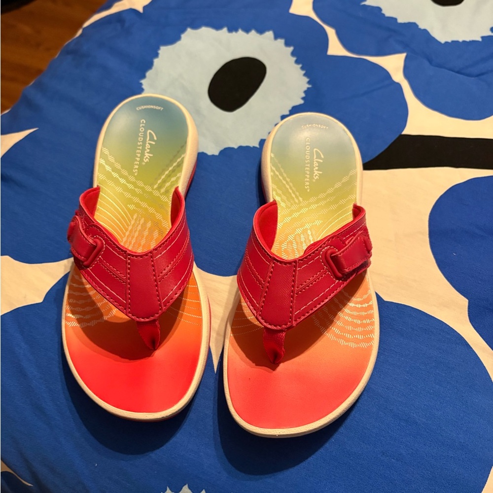 Clarks Women's Vibrant Red and Orange Sandals